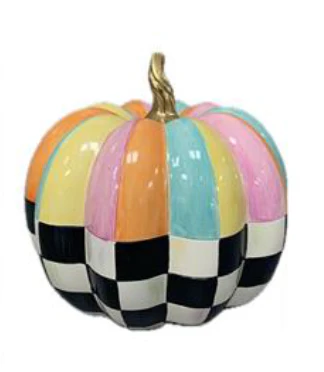 Cotton Candy Mini Check and Stripe Pumpkin - Image 2