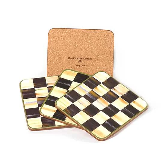 Courtly Check Cork Back Coasters - Set of 4 - Image 3