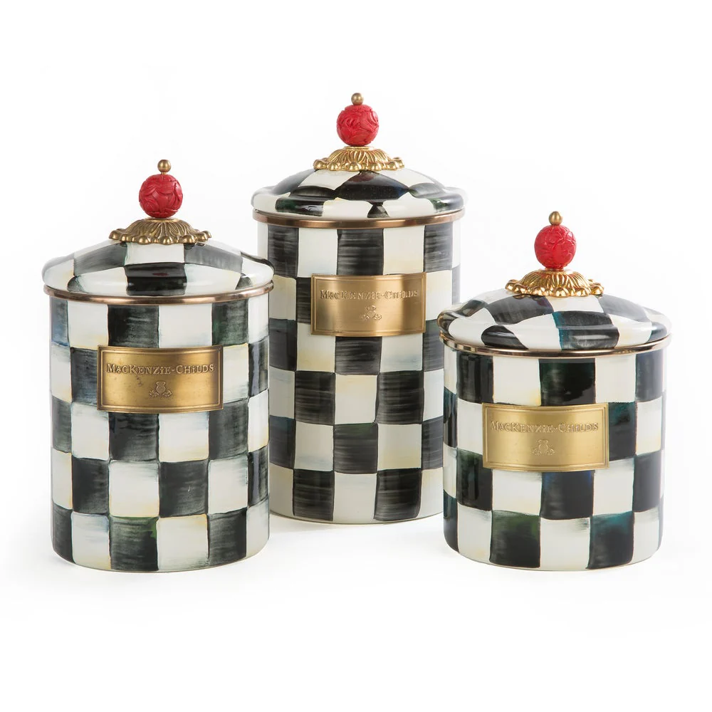 Courtly Check Enamel Canister - Sold Individually