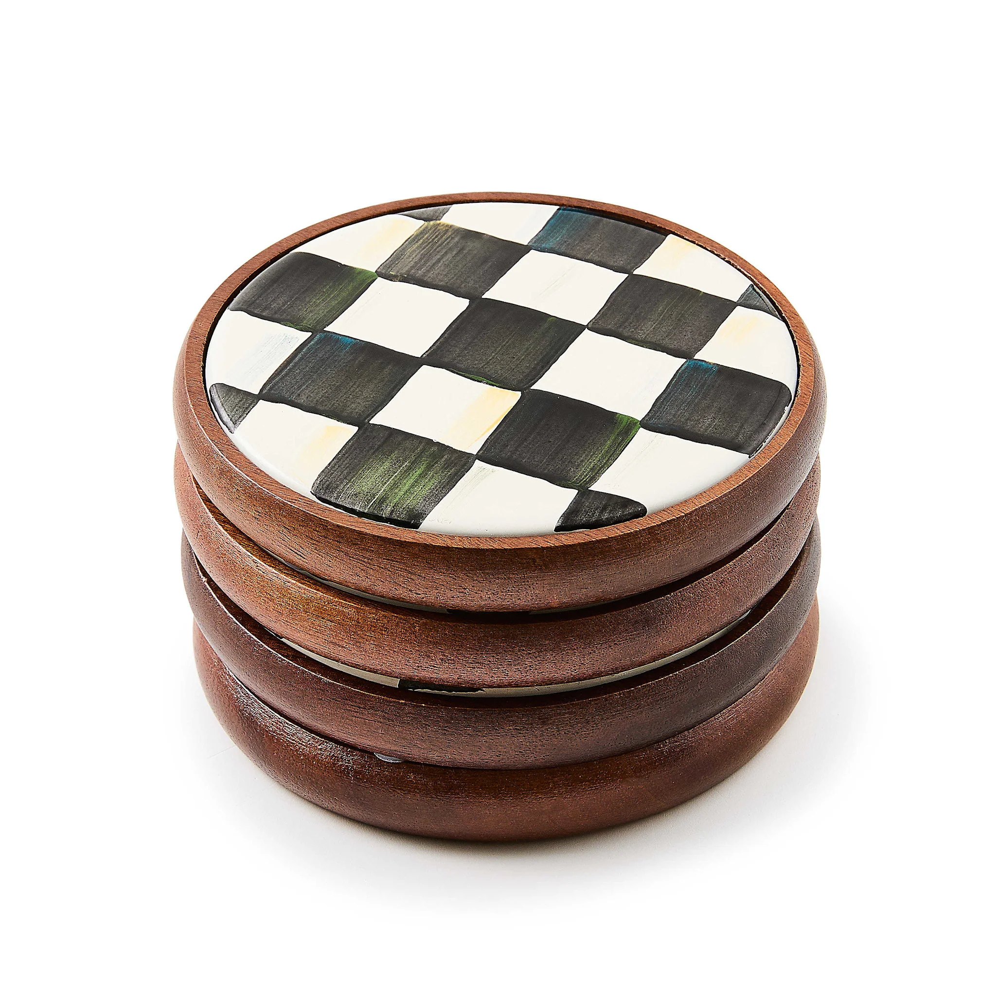 Courtly Check Enamel Coasters, Set of 4 - Image 3