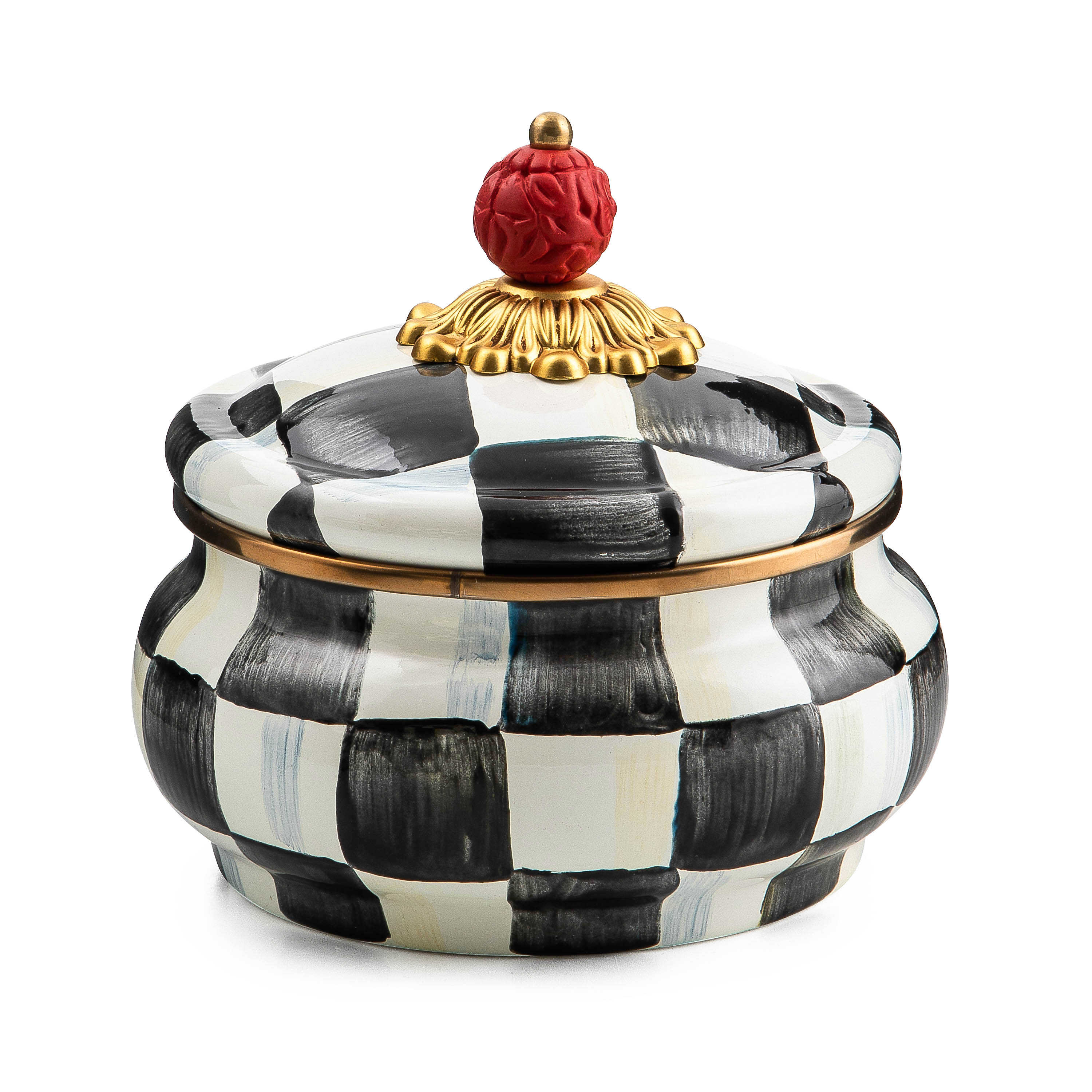 Courtly Check Enamel Squashed Pot - Image 3