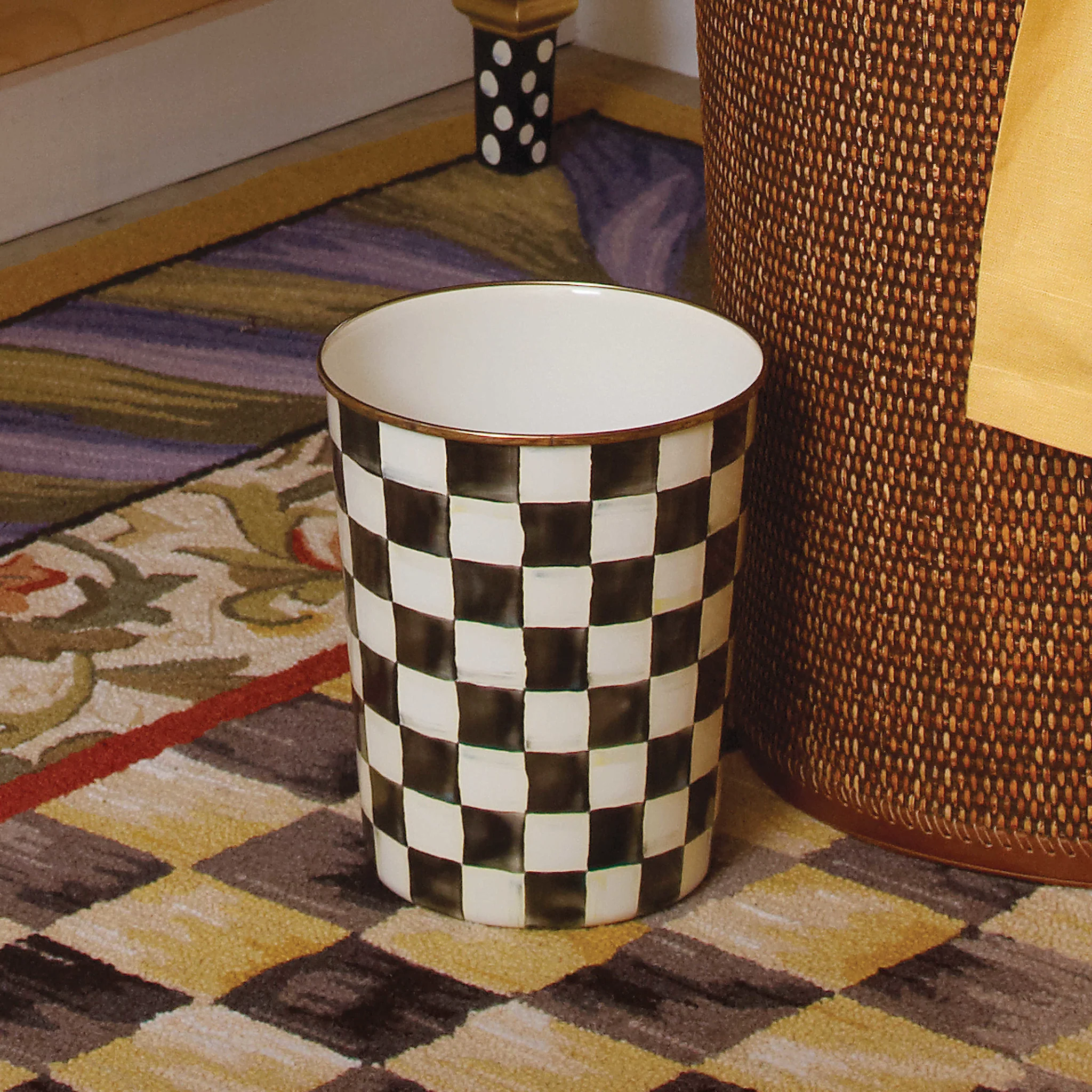 Courtly Check Enamel Waste Bin - Image 2