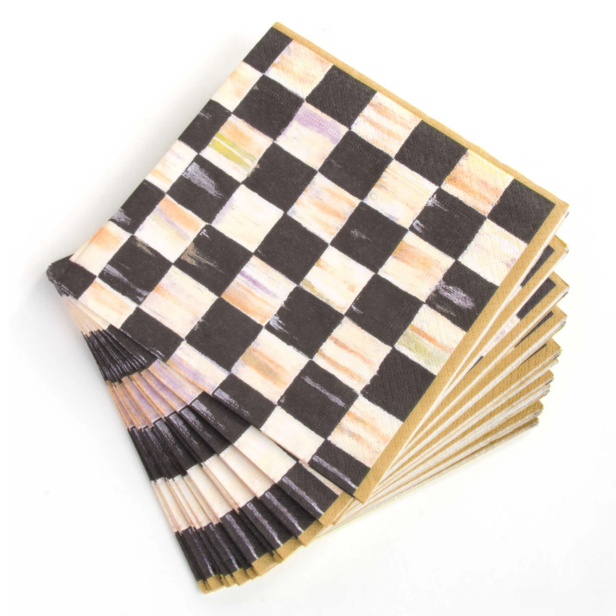 Courtly Check Paper Napkinds - Luncheon - Gold - Image 2