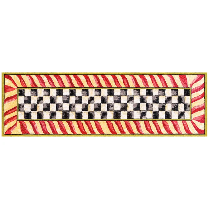 Courtly Check Red & Gold 2'6" x 8' Washable Runner