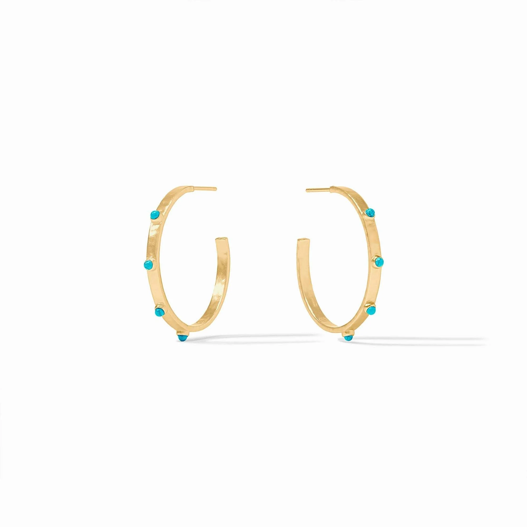 Crescent Stone Hoop Gold - Image 10