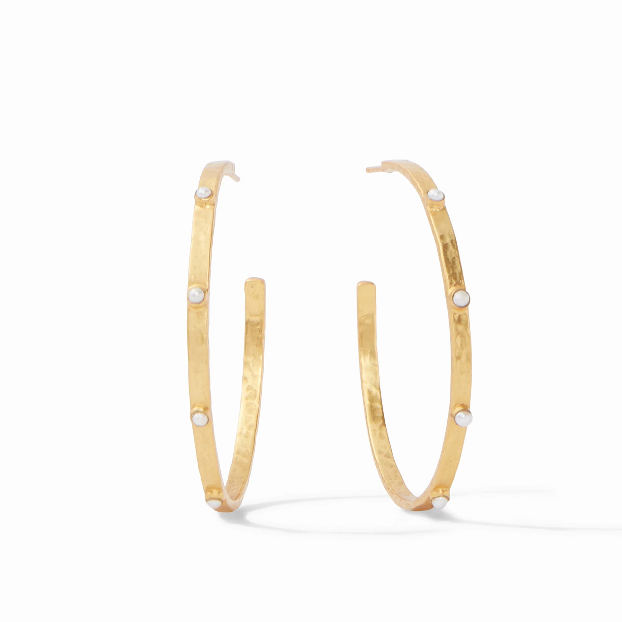 Crescent Stone Hoop Gold - Image 15
