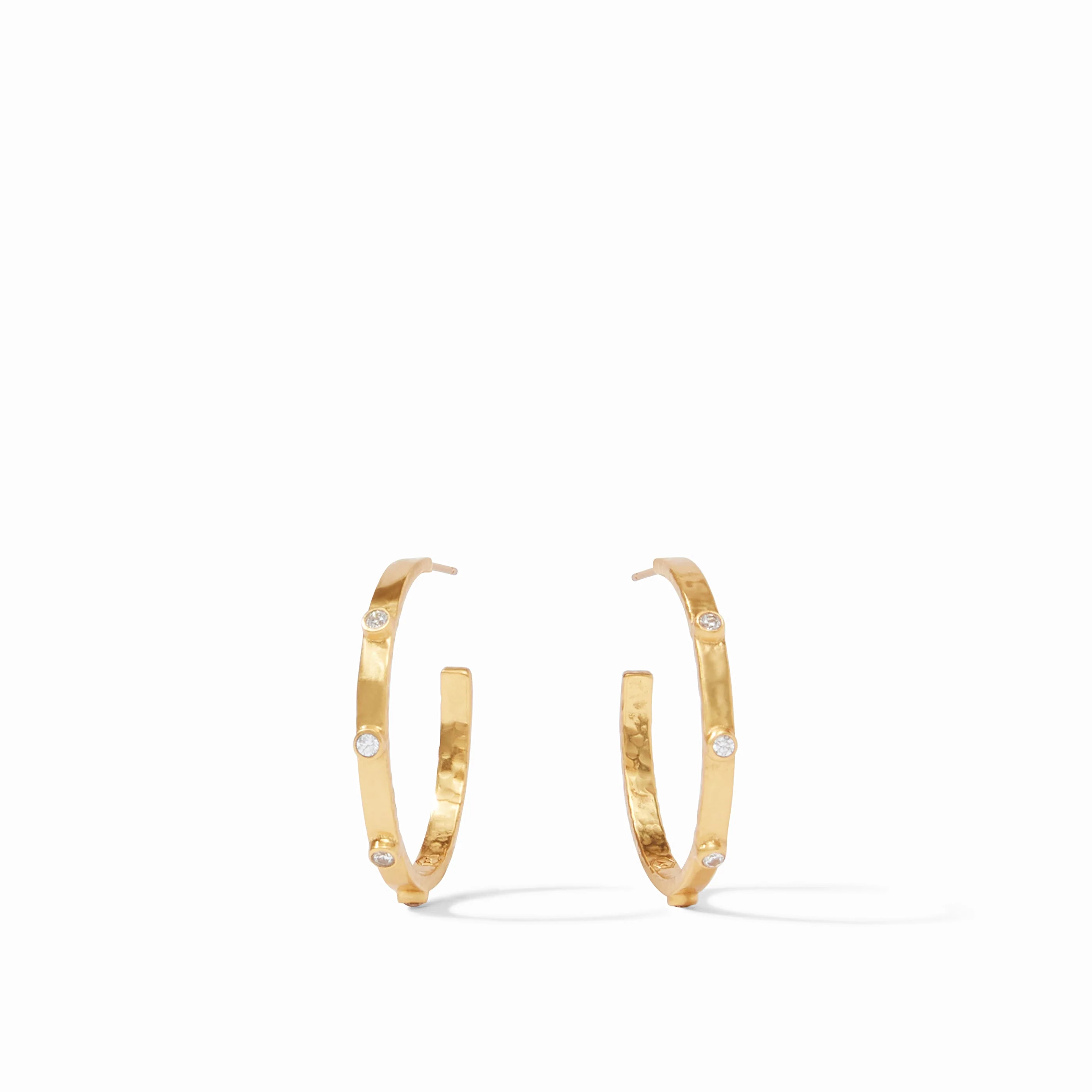 Crescent Stone Hoop Gold - Image 16