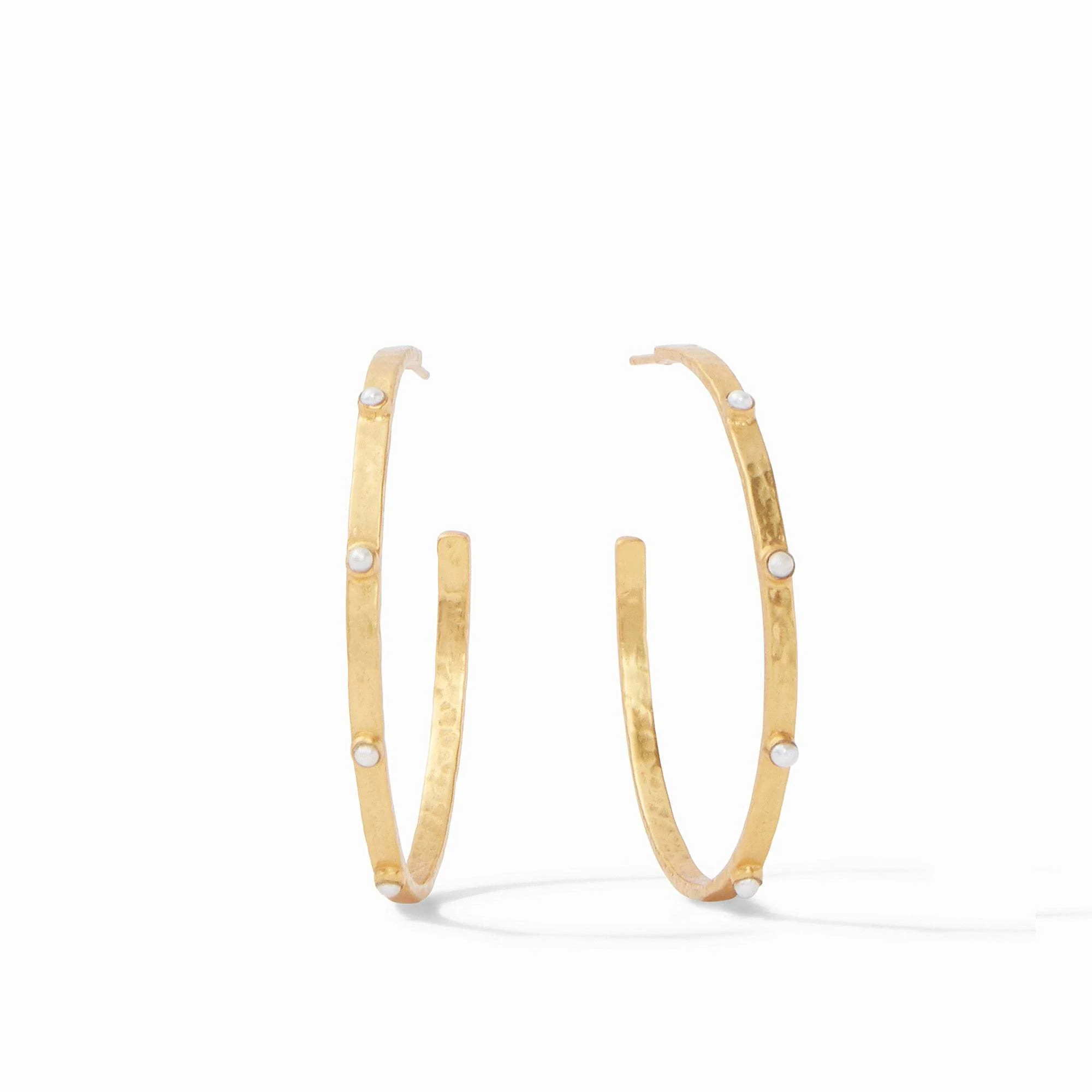 Crescent Stone Hoop Gold - Image 6
