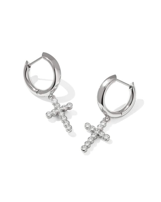 Cross Crystal Huggie Earrings