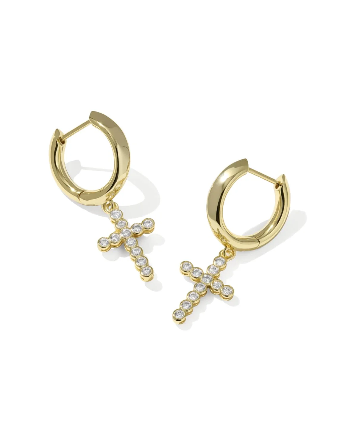 Cross Crystal Huggie Earrings - Image 2