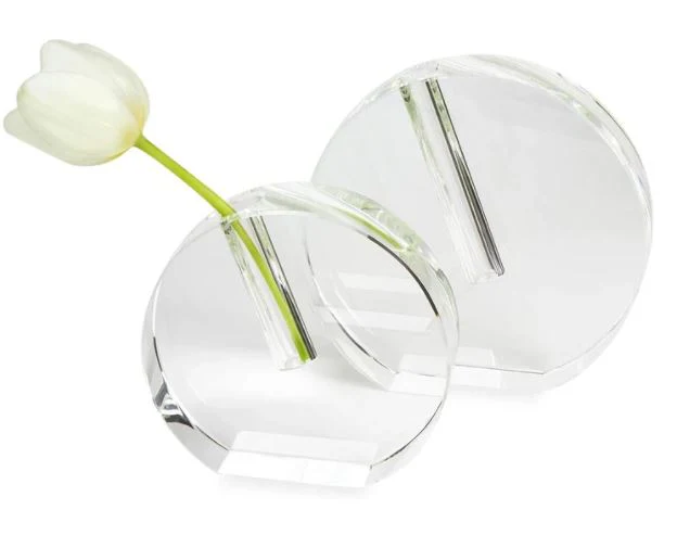 Crystal Glass Bud Vase - Round Flat - Image 2