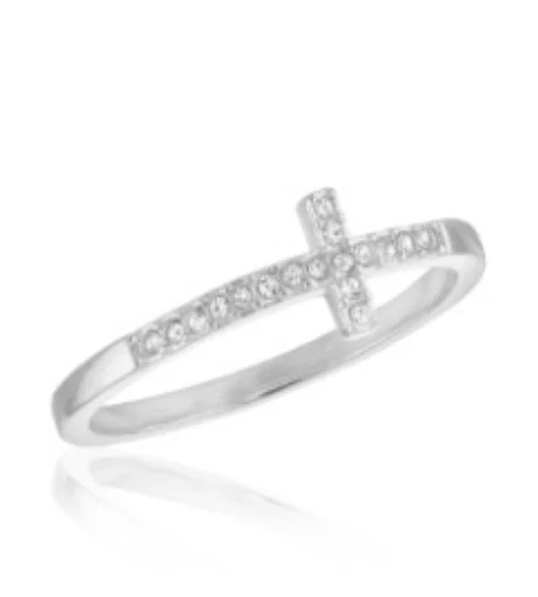 CZ Cross Stack Ring - Image 2