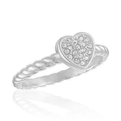 CZ Heart With Twisted Band Stack Ring - Image 2