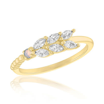CZ Leaf Motif Gold Layers Rings - Image 12