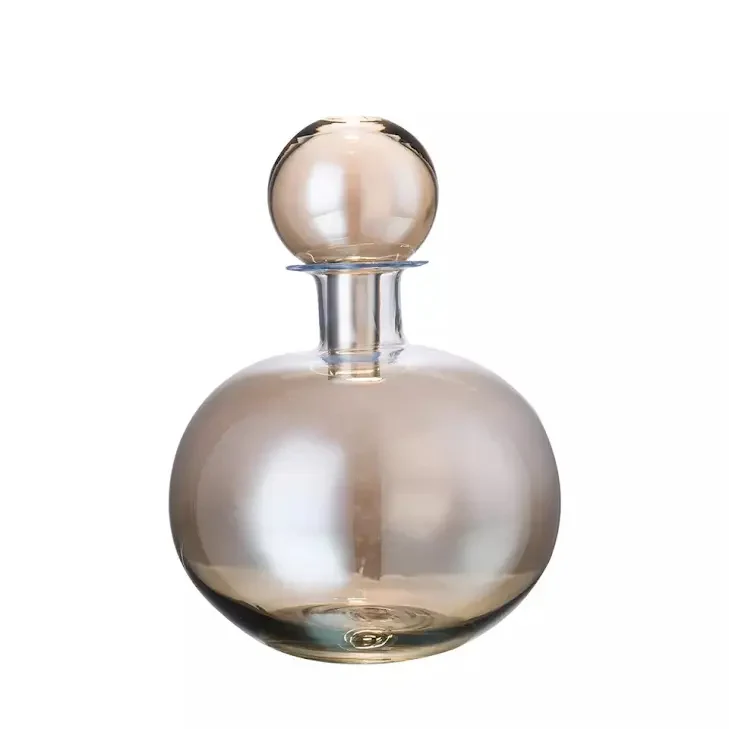 11" - Glass Bottle Vase With Lid