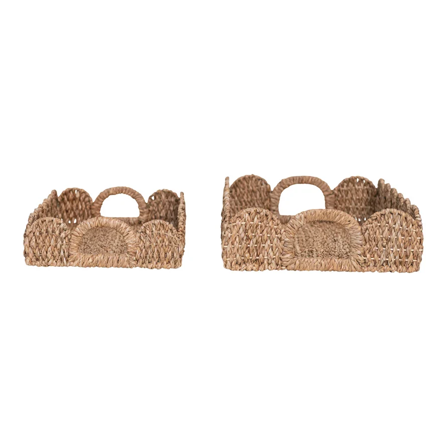 Decorative Braided Bankuan Trays w/ Handles & Scalloped Edge - Sold Individually - Image 5