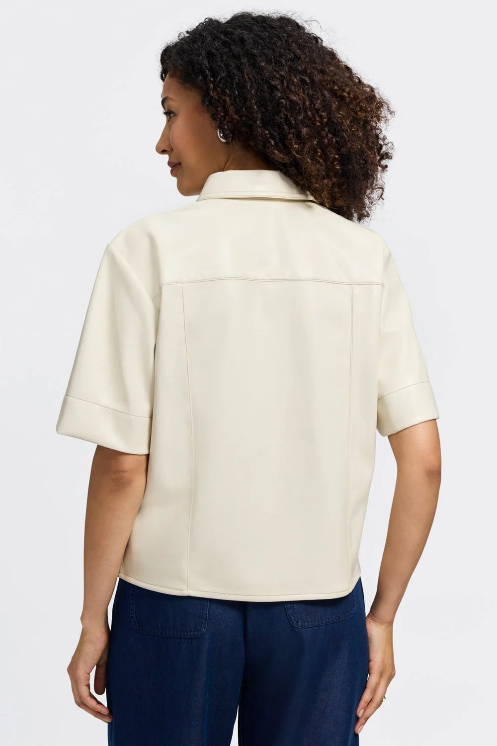 Demi Vegan Leather Elbow Sleeve Shirt Jacket - Image 3