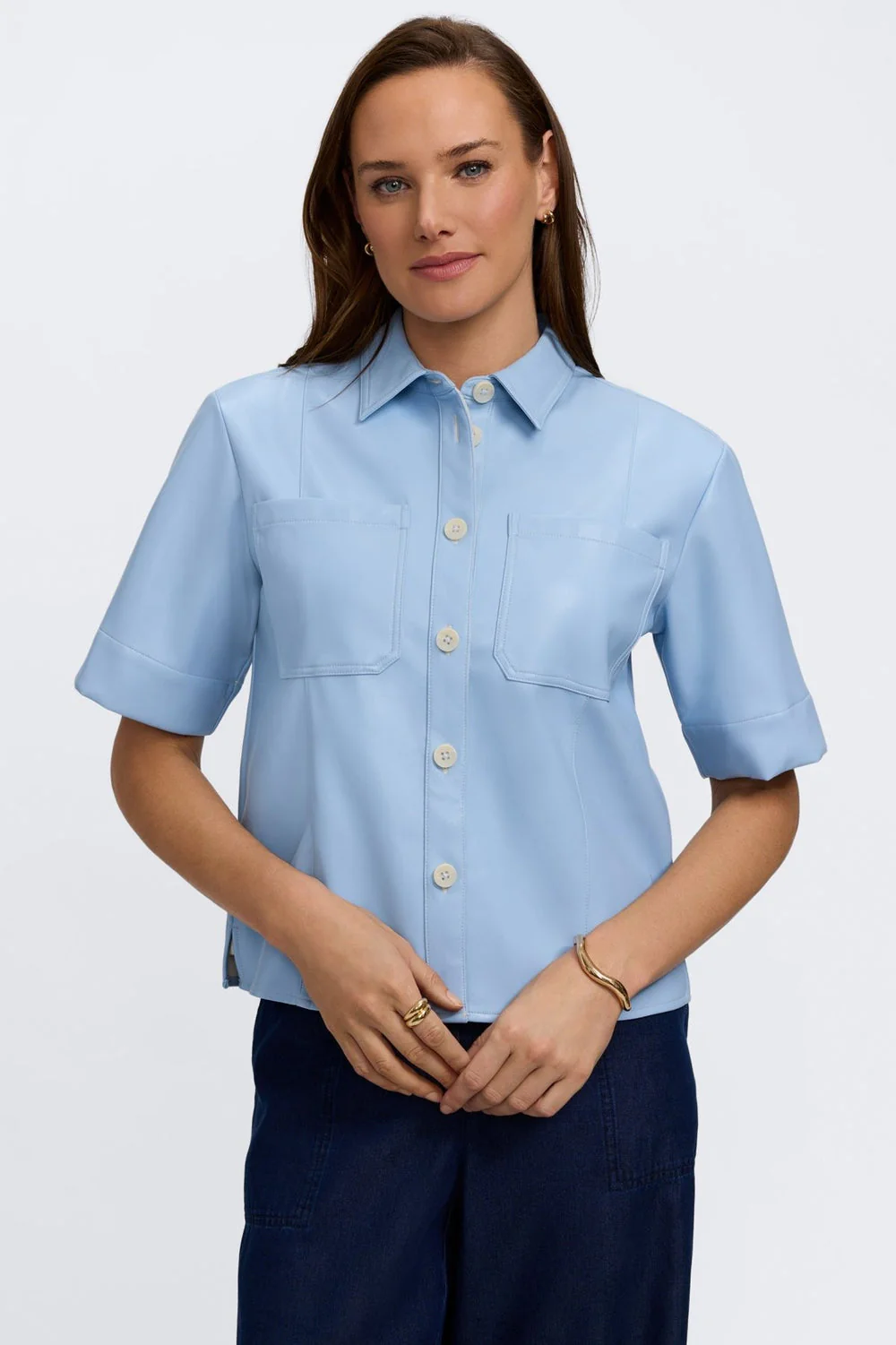 Demi Vegan Leather Elbow Sleeve Shirt Jacket - Image 5