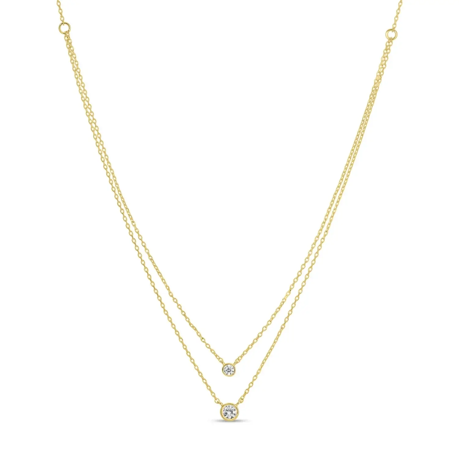 Double Layer Appeal Framed CZ Necklace - Image 3