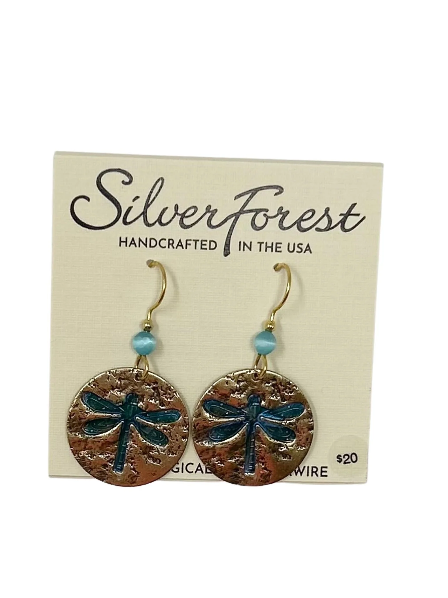 Dragonfly in Textured Disc Earrings