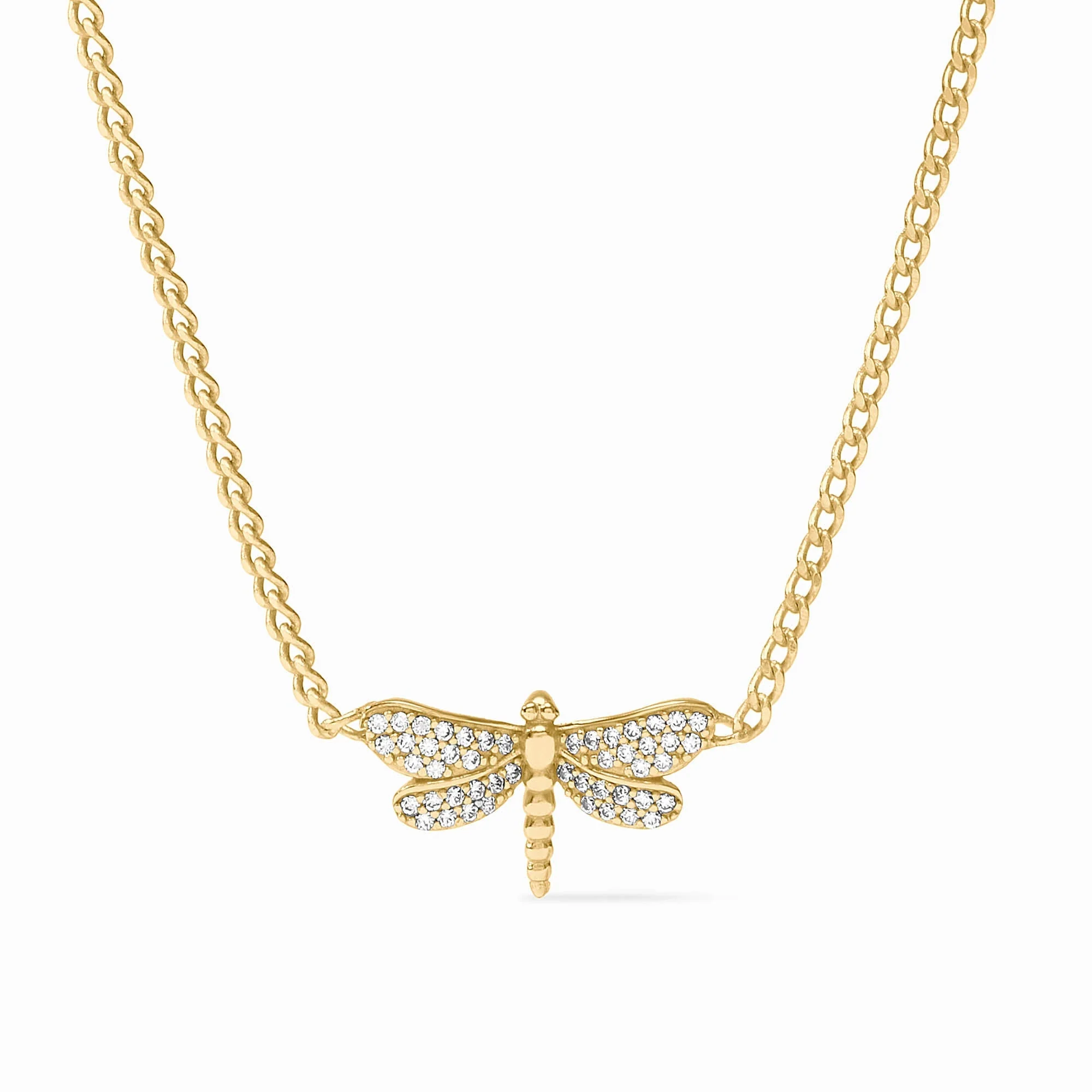 Dragonfly Pave Delicate Necklace Cubic Zirconia
