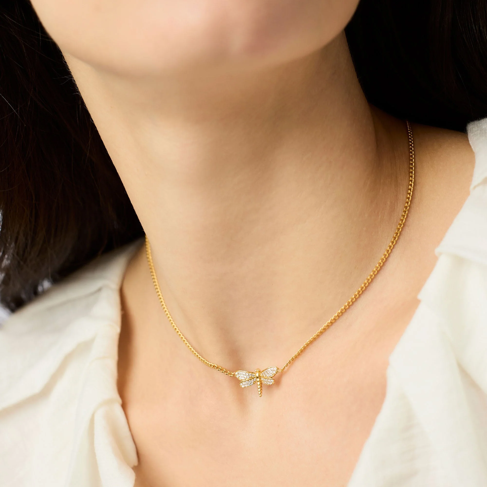 Dragonfly Pave Delicate Necklace Cubic Zirconia - Image 3