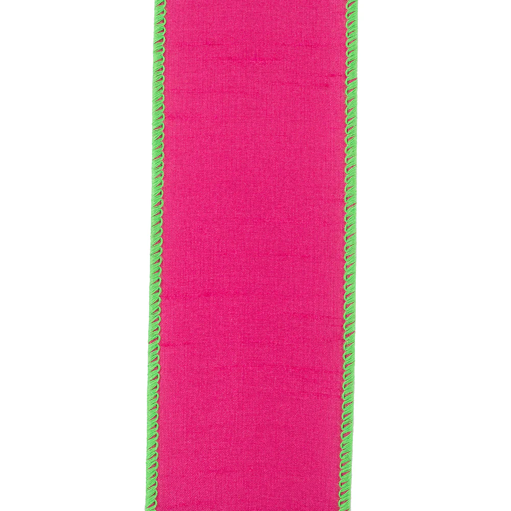 Dupioni Color Edge Wired Edge Fuchsia/Lime - Image 2