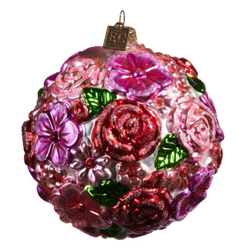 EC 4" Colorful Flower Ball Ornament - Image 2