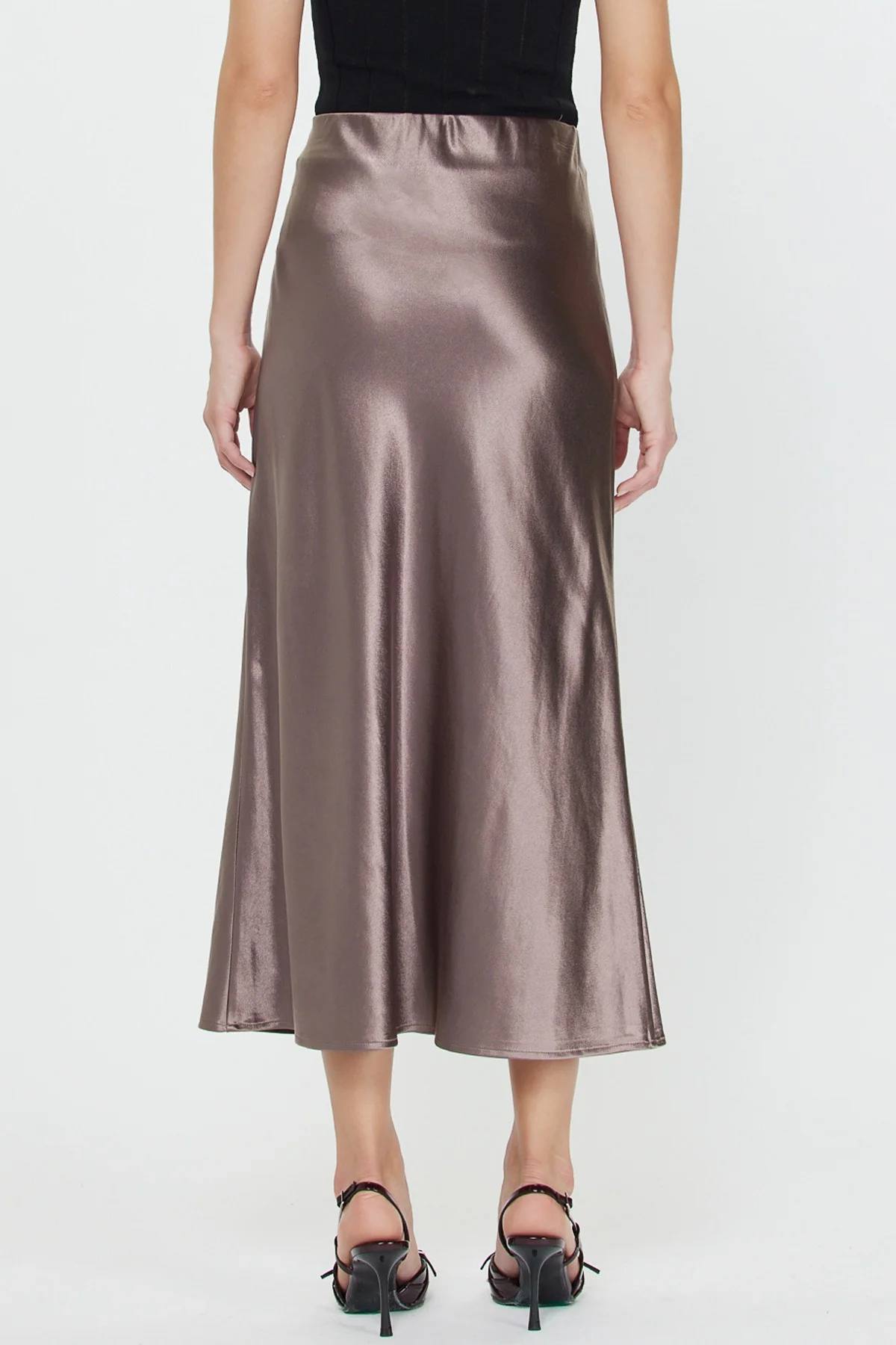 Eileen Elasticated Waist Midi Length Bias Skirt - Image 11