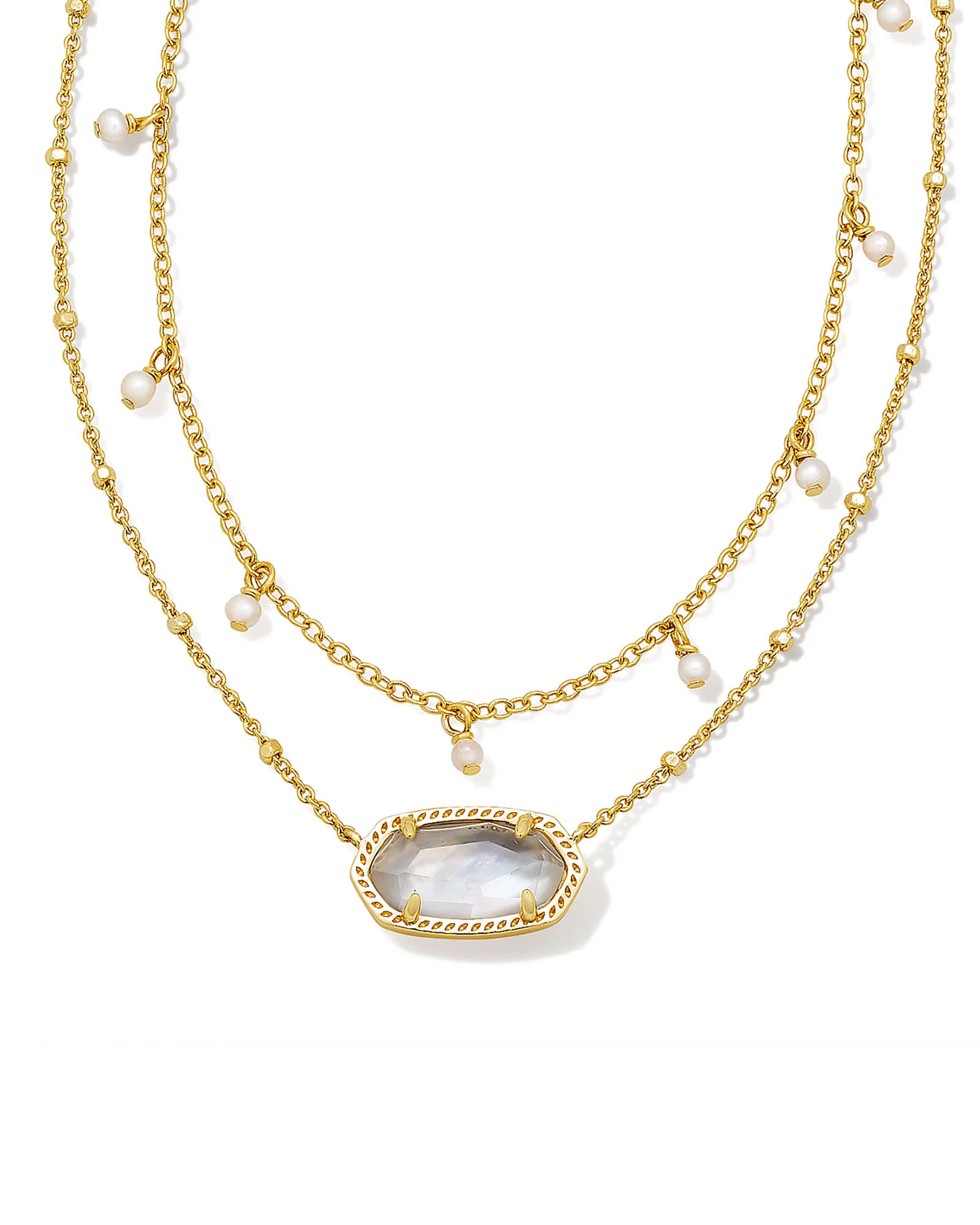 Elisa Pearl Multi Strand Gold Necklace - Image 3