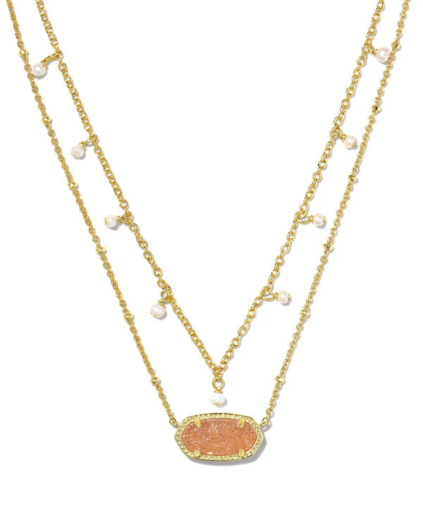 Elisa Pearl Multi Strand Gold Necklace - Image 4
