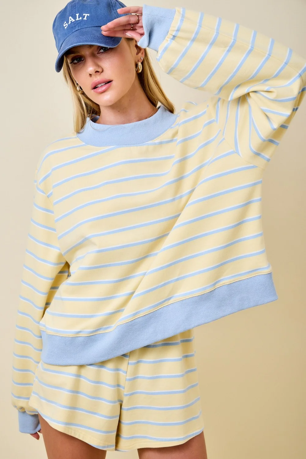 Elizabeth Mockneck Stripe Sweatshirt Lounge Top