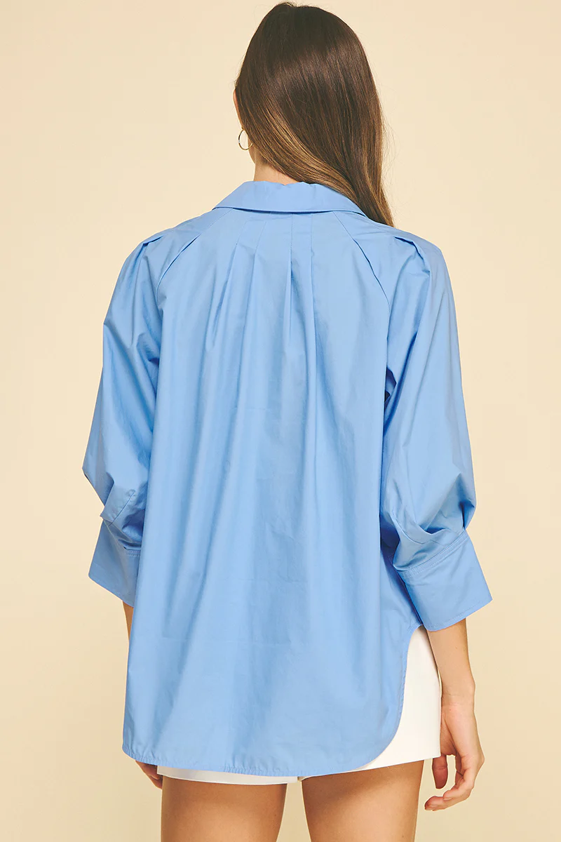 Elle V-Neck Collar Wide Cuff Shirt - Image 3