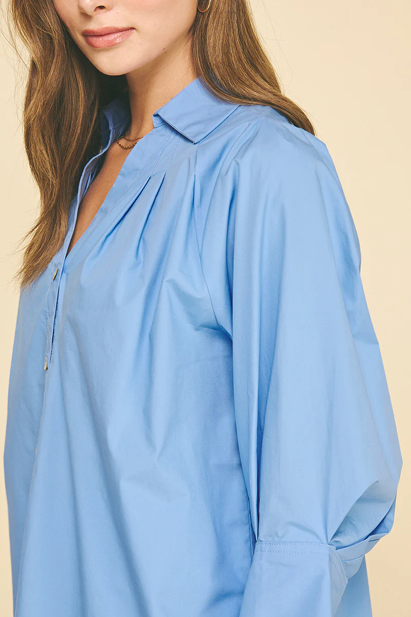 Elle V-Neck Collar Wide Cuff Shirt - Image 4
