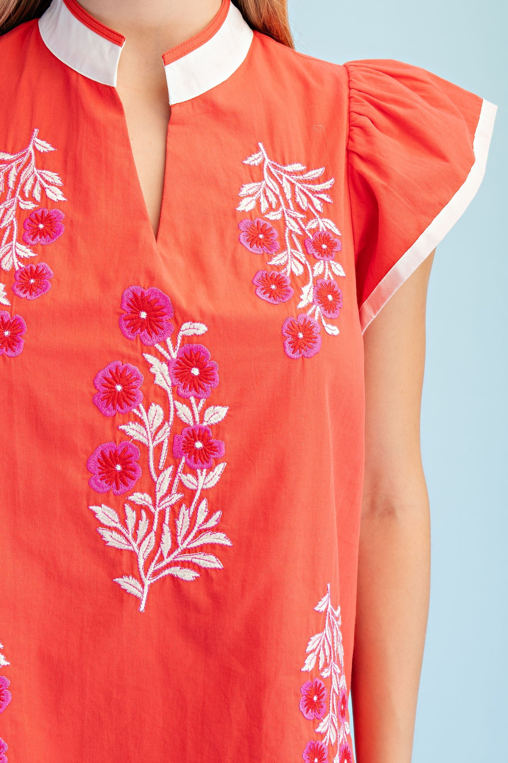 Ellie Floral Embroidered V-neck Top - Image 3