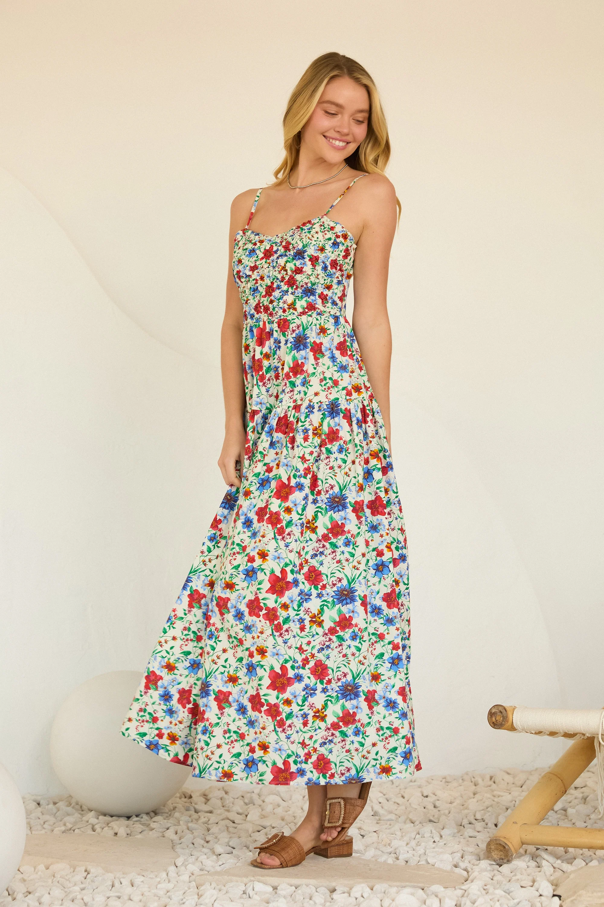 Eloise Floral Print Maxi Dress with Smocked Bust - Image 4