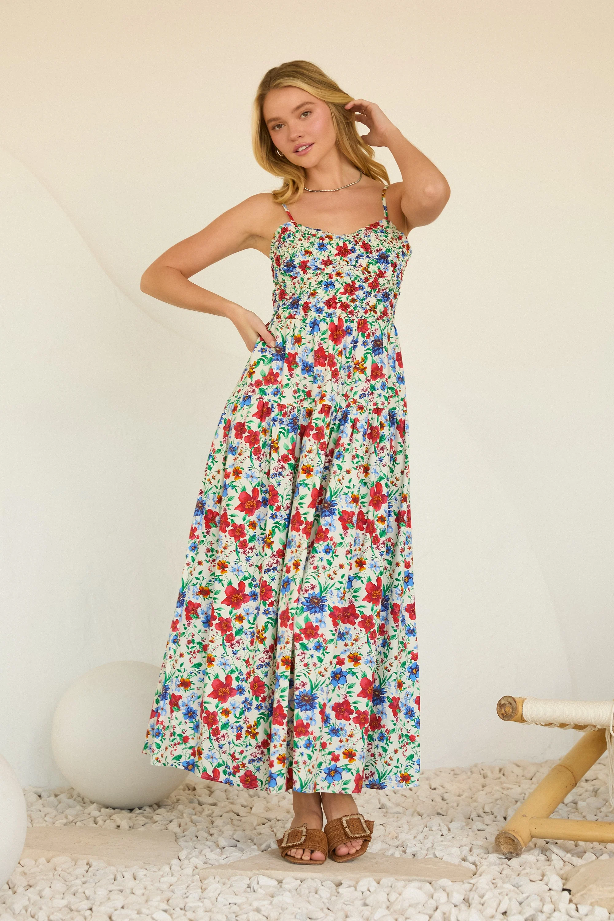 Eloise Floral Print Maxi Dress with Smocked Bust - Image 6
