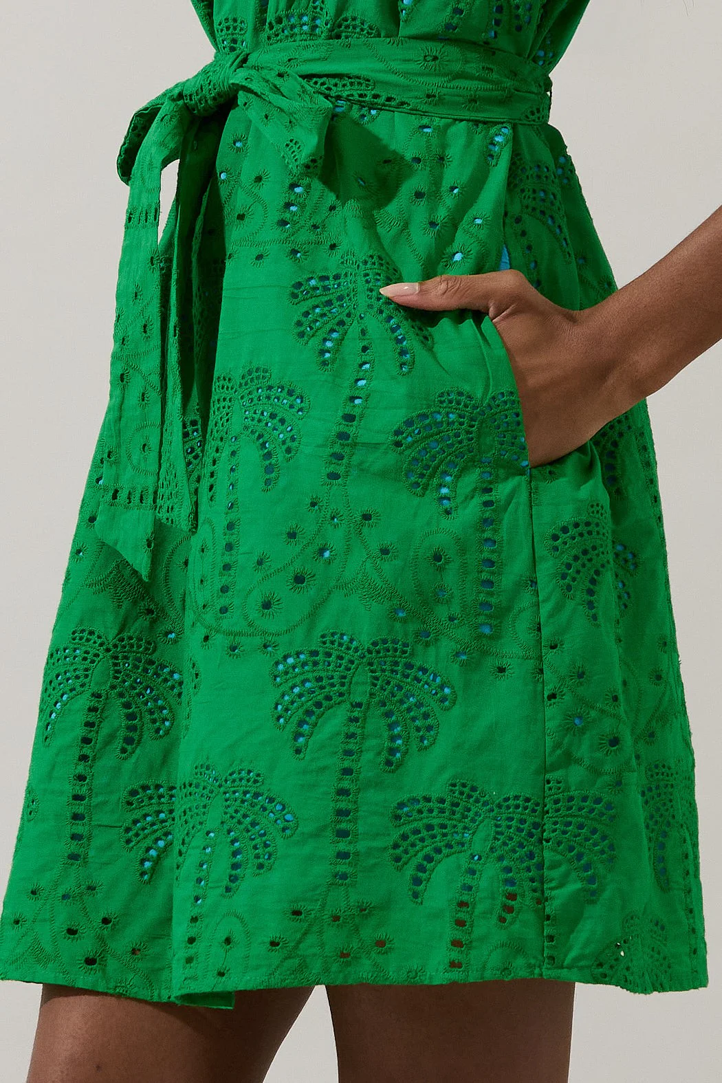 Ema Shift Mini Dress Palms Eyelet - Image 5