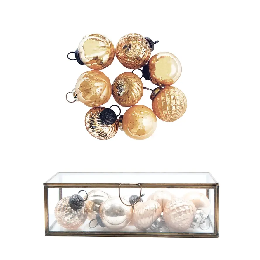 Embossed Mercury Glass Ornaments - Sold as Set