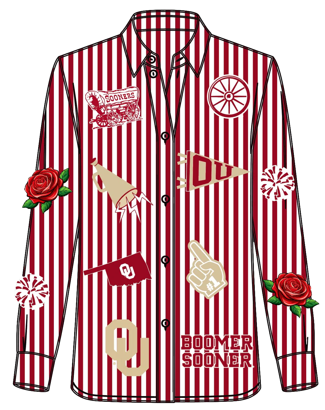 Emily Licensed Oklahoma Mini Icon Striped Button Down - Image 8