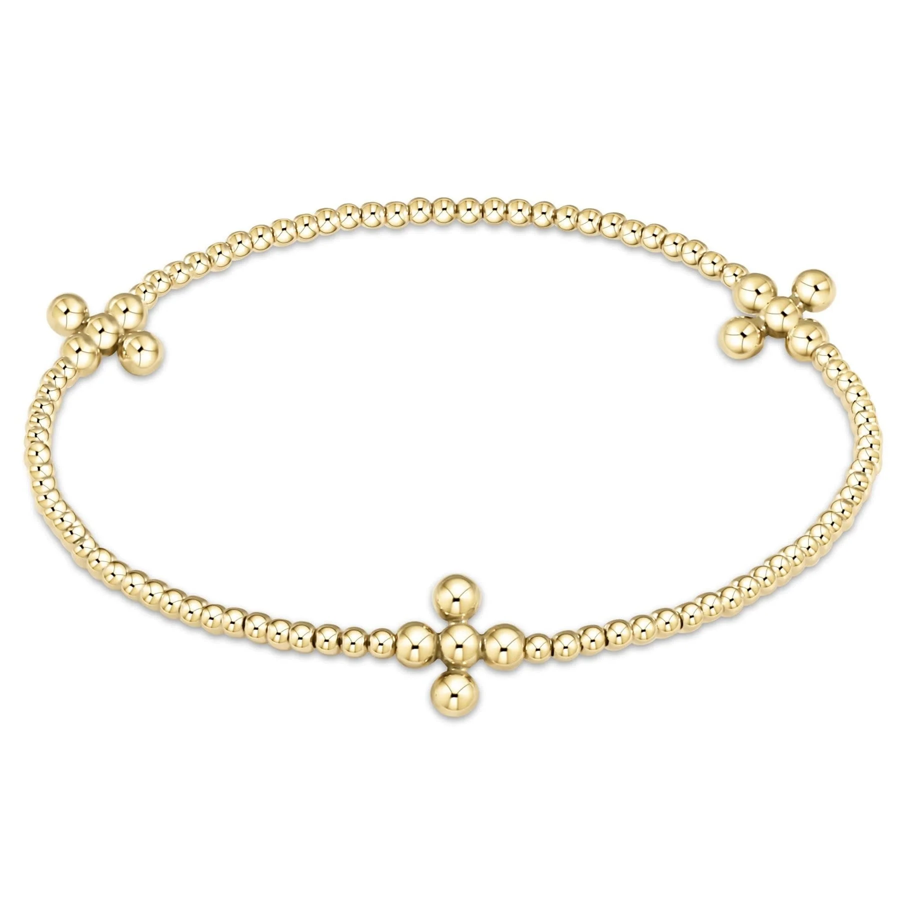 Enewton Extends - Signature Cross Gold Pattern 2.5mm Bead Bracelet - Classic Beaded Signature Cross