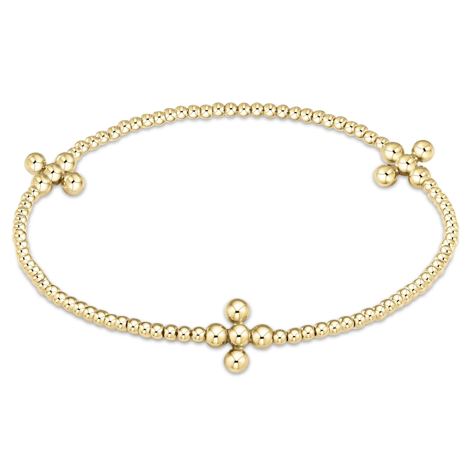 Enewton Extends - Signature Cross Gold Pattern 2.5mm Bead Bracelet - Classic Beaded Signature Cross - Image 2
