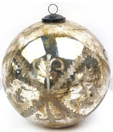 Etched Brilliant Gold Ball Ornament 8" - Image 2