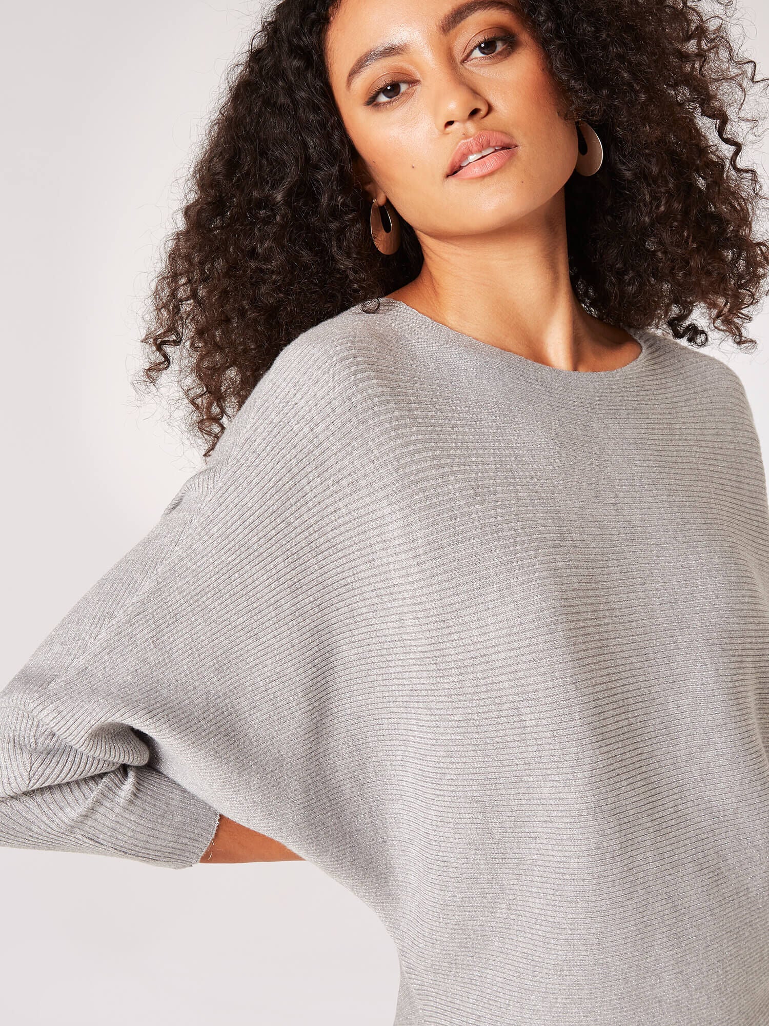 Evelyn Lurex Ribbed Batwing Top - Image 2