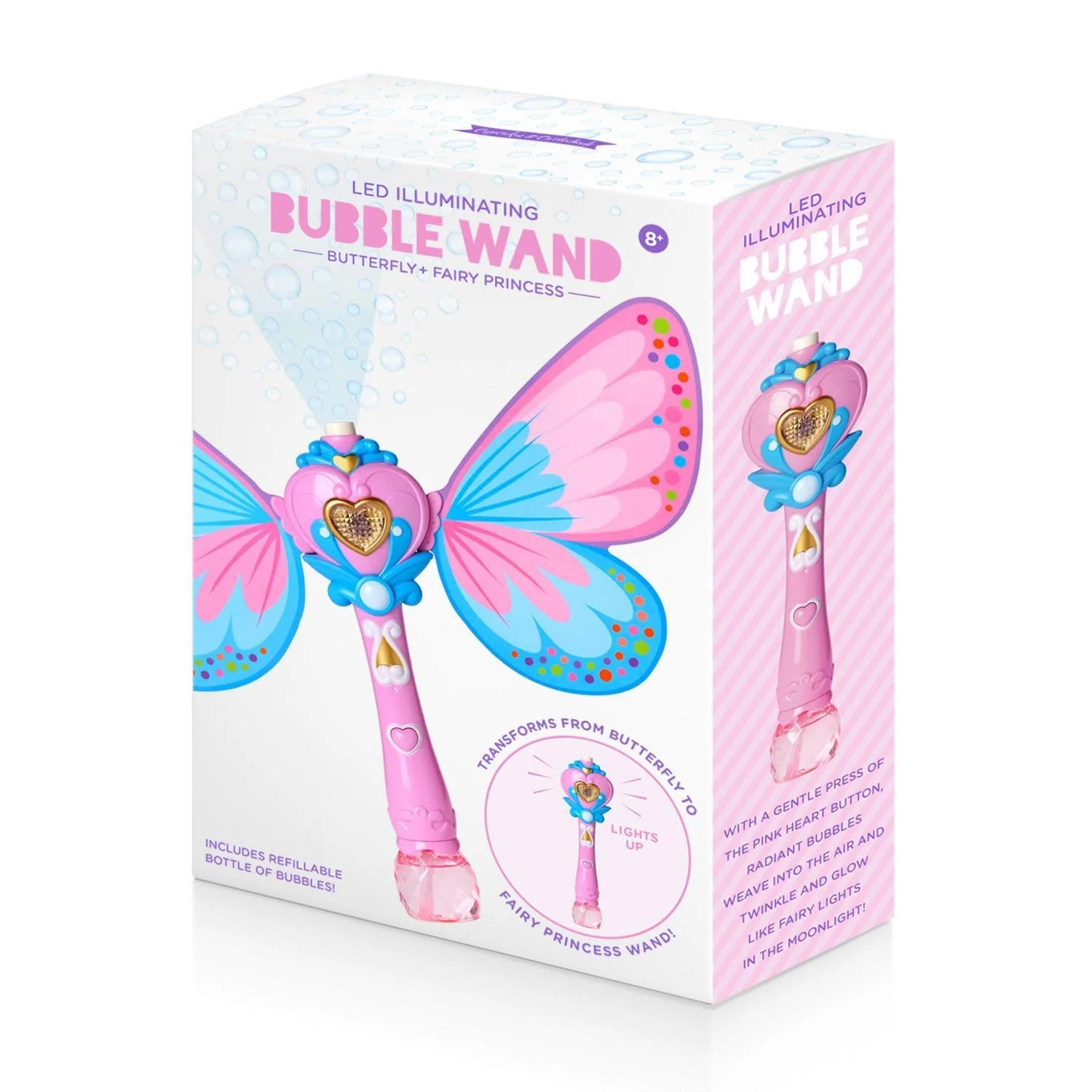 Fairy Butterfly LED Illuminating Bubble Wand Blower  In Gift Box
