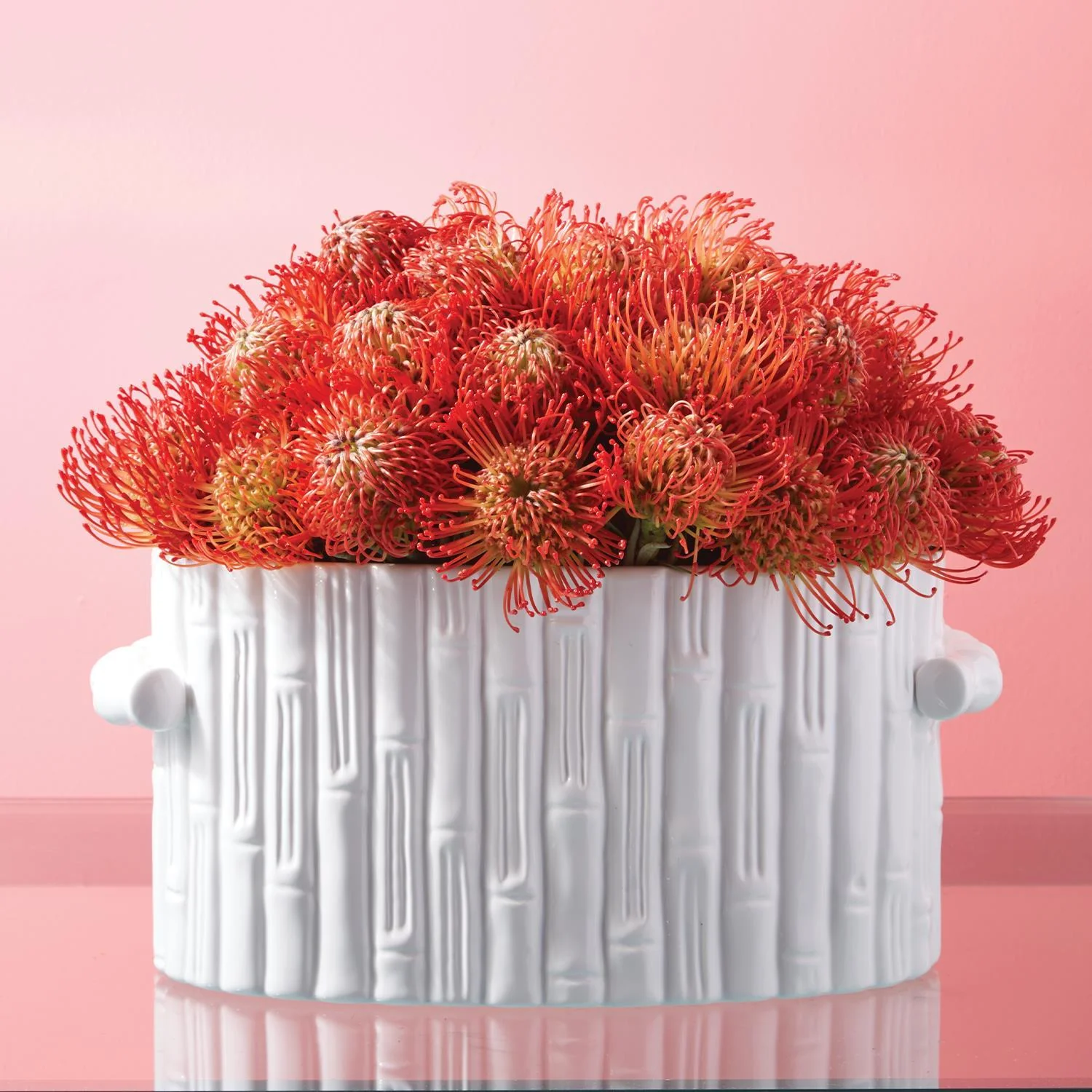 Faux Bamboo Oval Centerpiece / Cachepot with Handles - Image 7