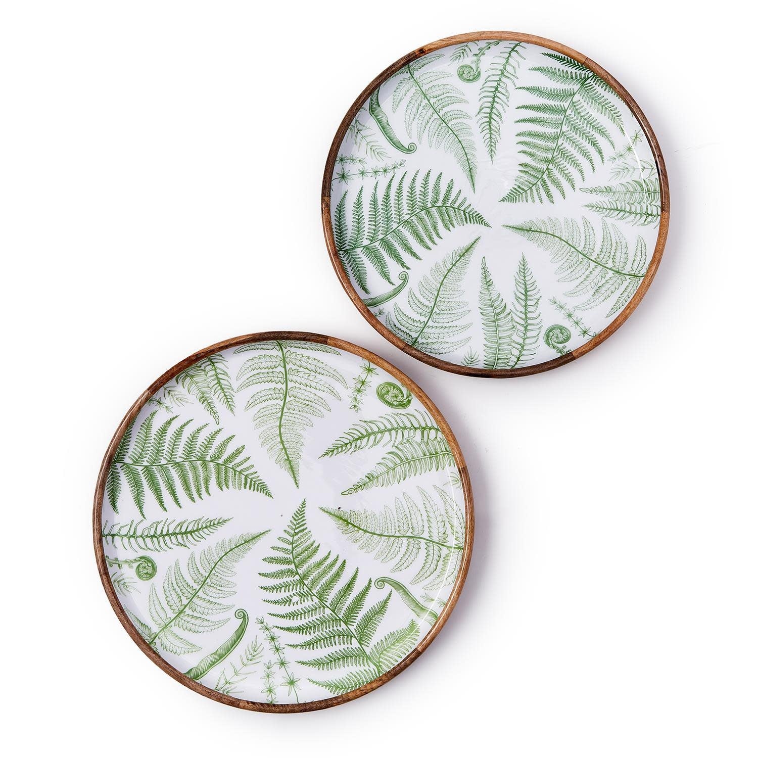 Fern Hand-Crafted Wood Round Tray