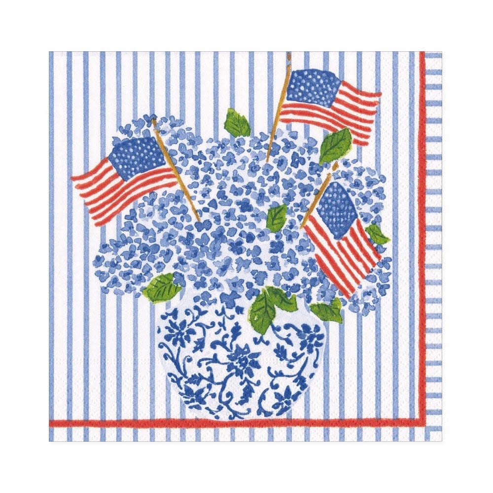 Flags and Hydrangeas Paper Luncheon Napkins - Image 2