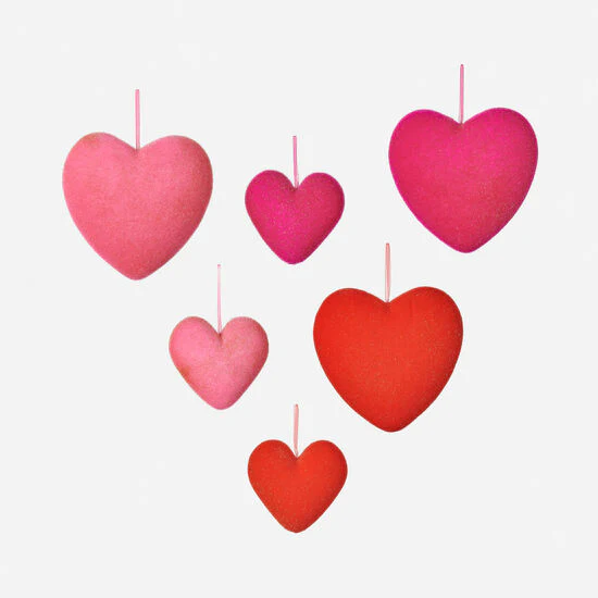 Flocked Heart - Sold Individually