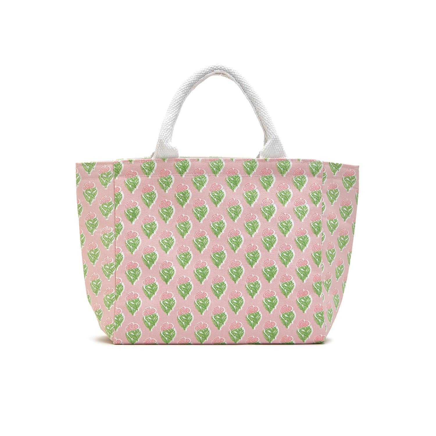 Floral Block Print Thermal Lunch Tote Bag - Image 2